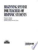 Beginning Spanish For Teachers Of Hispanic Students